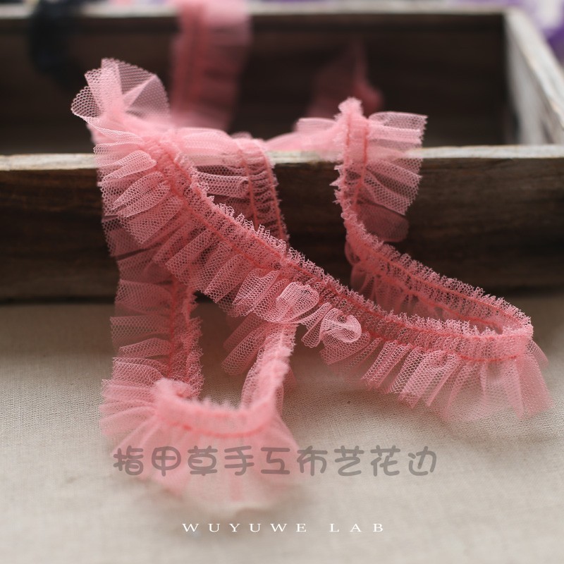Lace Ribbon Trim - 2M Mesh Lace Polyester Embroidery Red