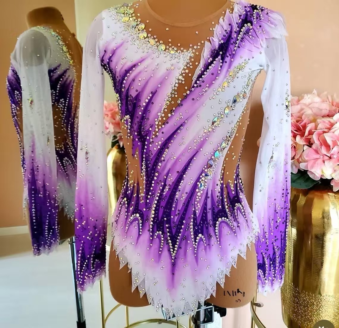 Girls Purple White Rhythmic Gy - огляд і ціна Rhinestone Banding Trim